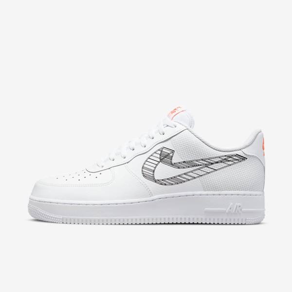 Nike Air Force 1 07 Miesten Tennarit Valkoinen Oranssi Platina Mustat | NK493IMW