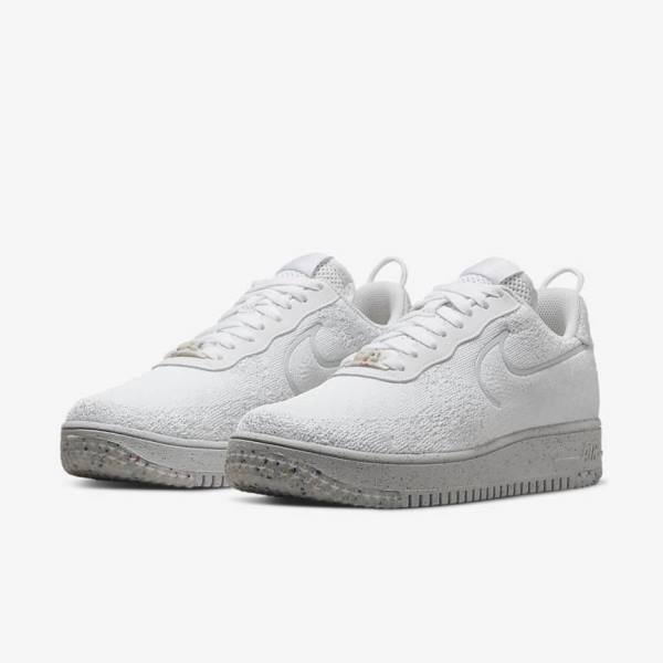 Nike Air Force 1 Crater Flyknit Next Nature Miesten Tennarit Valkoinen Platina Valkoinen | NK912UMC