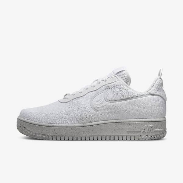 Nike Air Force 1 Crater Flyknit Next Nature Miesten Tennarit Valkoinen Platina Valkoinen | NK912UMC