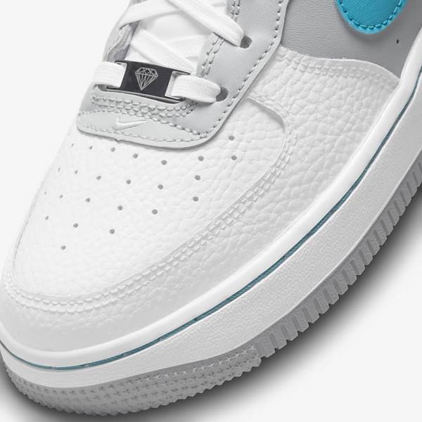 Nike Air Force 1 EMB Older Lasten Tennarit Valkoinen Harmaat Turkoosi Sininen | NK935GDL