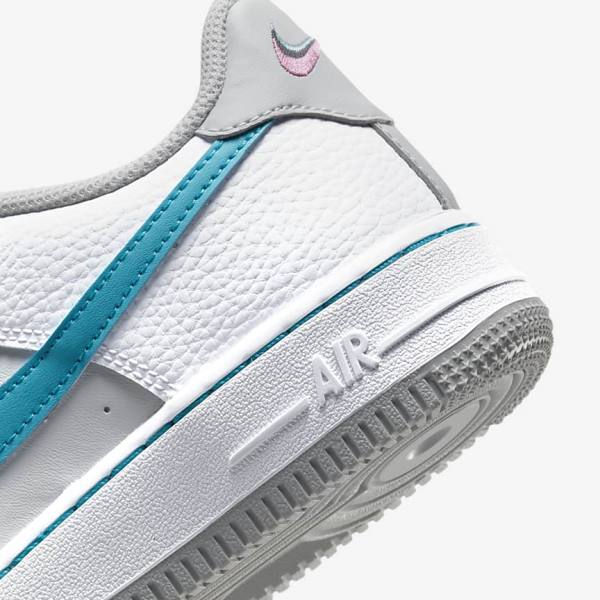 Nike Air Force 1 EMB Older Lasten Tennarit Valkoinen Harmaat Turkoosi Sininen | NK935GDL