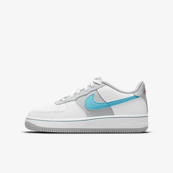 Nike Air Force 1 EMB Older Lasten Tennarit Valkoinen Harmaat Turkoosi Sininen | NK935GDL