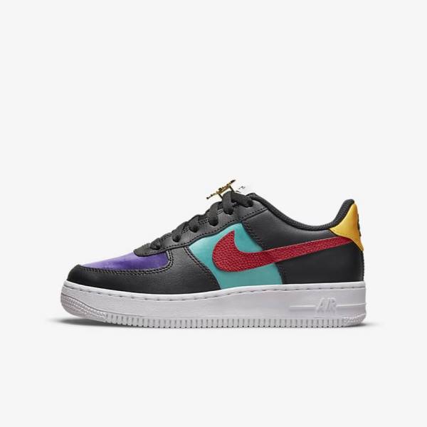 Nike Air Force 1 LV8 EMB Older Lasten Tennarit Mustat Turkoosi Violetit Punainen | NK063RXI