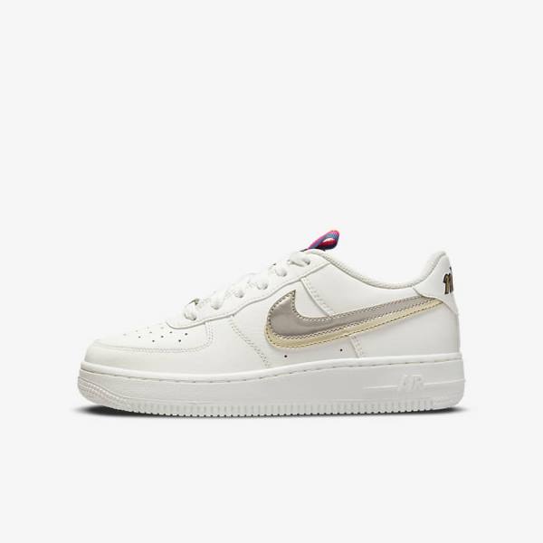 Nike Air Force 1 LV8 Older Lasten Tennarit Valkoinen Pinkki Metal Sininen Harmaat | NK853SVN