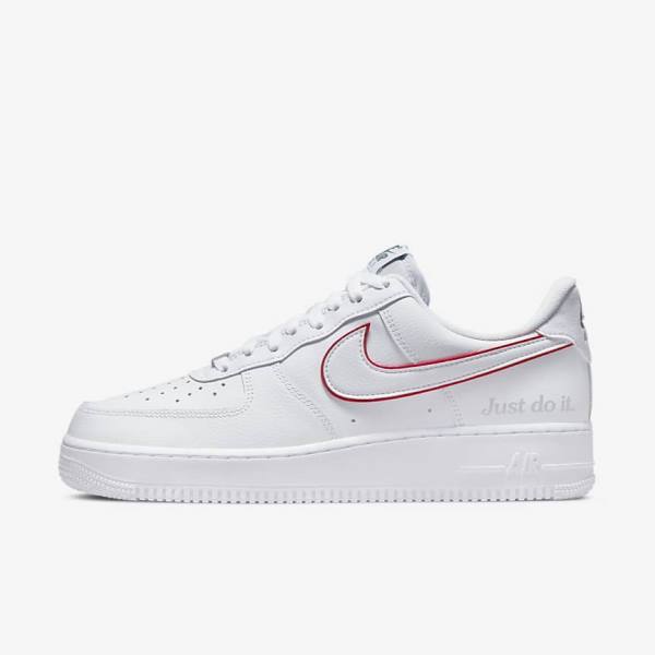 Nike Air Force 1 Miesten Tennarit Valkoinen Vihreä Metal Hopea Punainen | NK376GBY