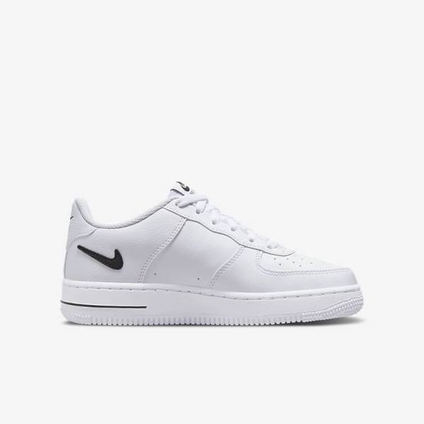 Nike Air Force 1 Older Lasten Tennarit Valkoinen Mustat | NK863KMJ