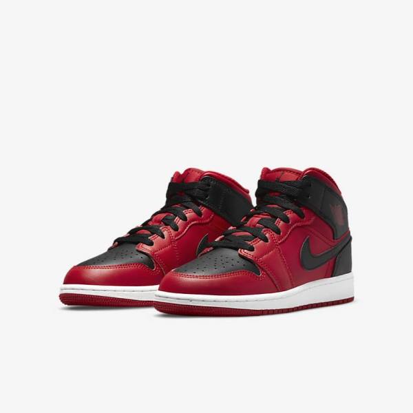 Nike Air Jordan 1 Mid Older Lasten Tennarit Punainen Valkoinen Mustat | NK789GXC