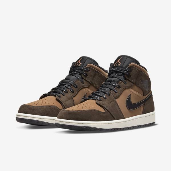 Nike Air Jordan 1 Mid SE Miesten Tennarit Tummansuklaa Ruskea Mustat Punainen | NK374XIS