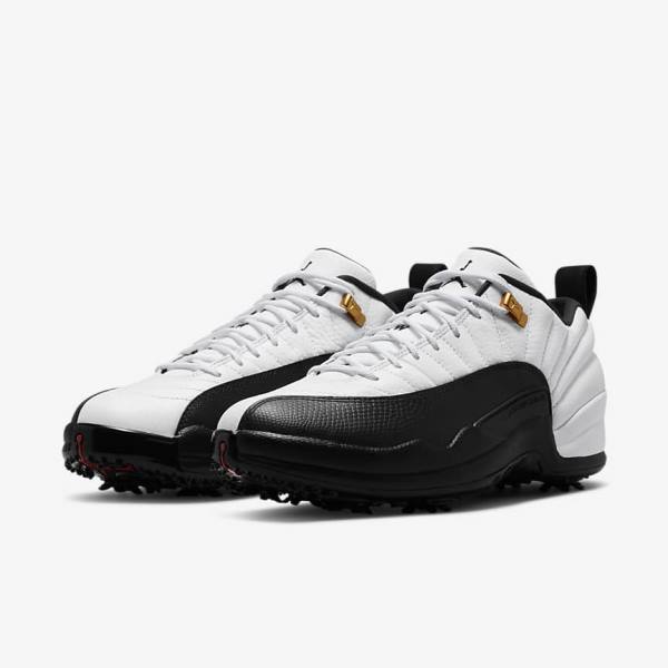 Nike Air Jordan XII Low Miesten Golfkengät Valkoinen Metal Kultaiset Mustat | NK623HNP