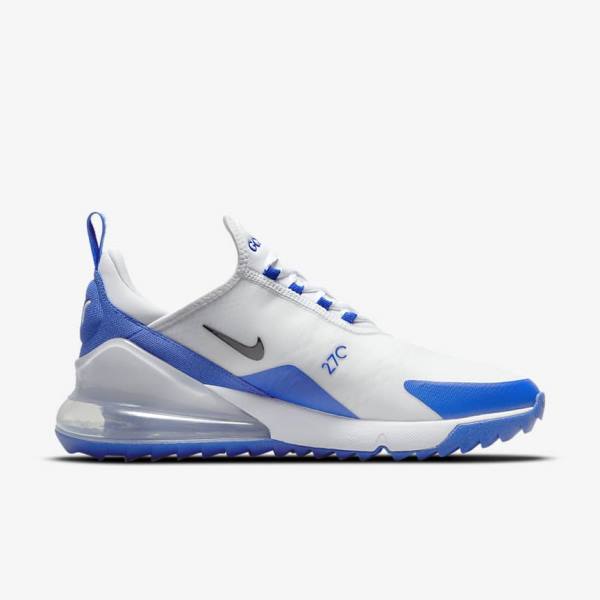 Nike Air Max 270 G Miesten Golfkengät Valkoinen Sininen Platina Mustat | NK507ILQ