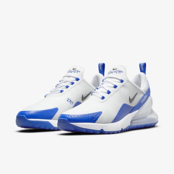 Nike Air Max 270 G Miesten Golfkengät Valkoinen Sininen Platina Mustat | NK507ILQ