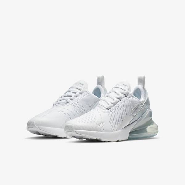 Nike Air Max 270 Older Lasten Tennarit Valkoinen Metal Hopea Valkoinen | NK563TJS