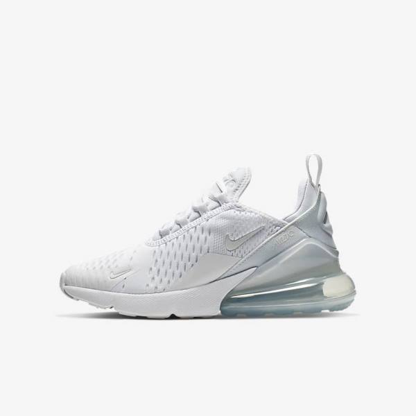 Nike Air Max 270 Older Lasten Tennarit Valkoinen Metal Hopea Valkoinen | NK563TJS