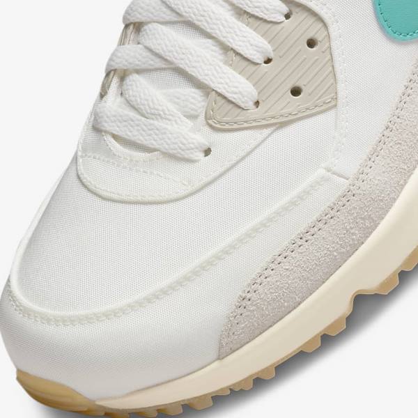 Nike Air Max 90 G Naisten Golfkengät Valkoinen Vaaleanruskea Turkoosi | NK134AQW