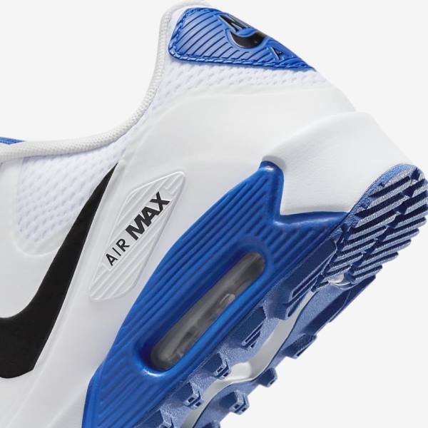 Nike Air Max 90 G Naisten Golfkengät Valkoinen Sininen Platina Mustat | NK241RGF