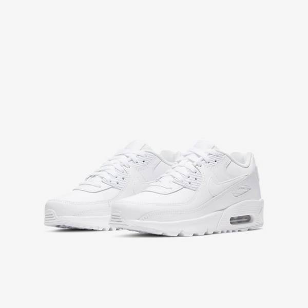 Nike Air Max 90 LTR Older Lasten Tennarit Valkoinen Metal Hopea Valkoinen | NK397PQH