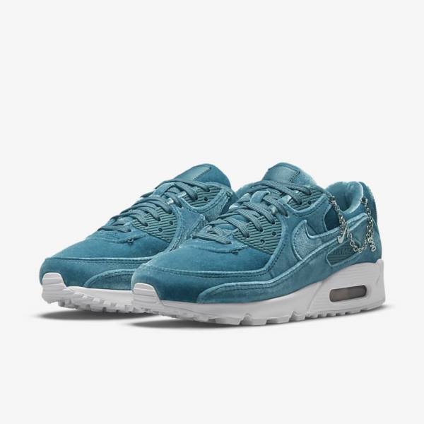 Nike Air Max 90 Premium Naisten Tennarit Harmaat Vihreä Metal Hopea Valkoinen Harmaat Vihreä | NK490IHC