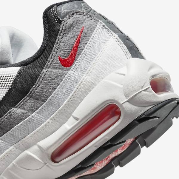 Nike Air Max 95 Miesten Tennarit Valkoinen Vaaleanharmaat Punainen | NK845FBW