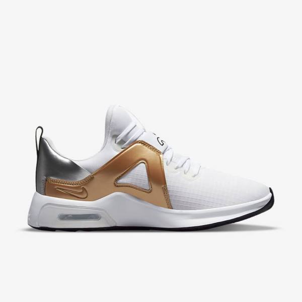 Nike Air Max Bella TR 5 Naisten Treenikengät Valkoinen Metal Hopea Metal Kultaiset Mustat | NK307ZCJ