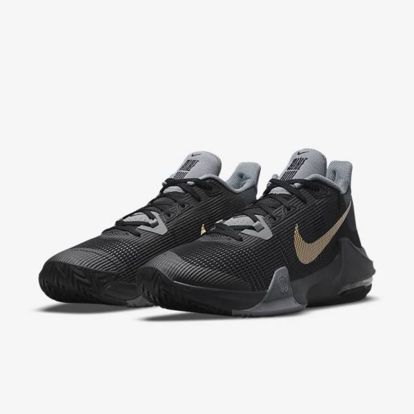 Nike Air Max Impact 3 Miesten Koripallokengät Mustat Harmaat Tummanharmaat Metal Kultaiset | NK694ACW