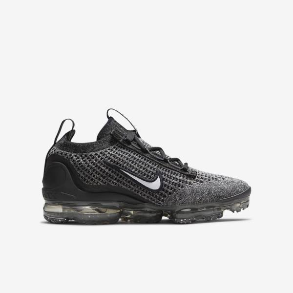 Nike Air VaporMax 2021 FK Older Lasten Tennarit Mustat Valkoinen Tummanharmaat Mustat | NK148NCS