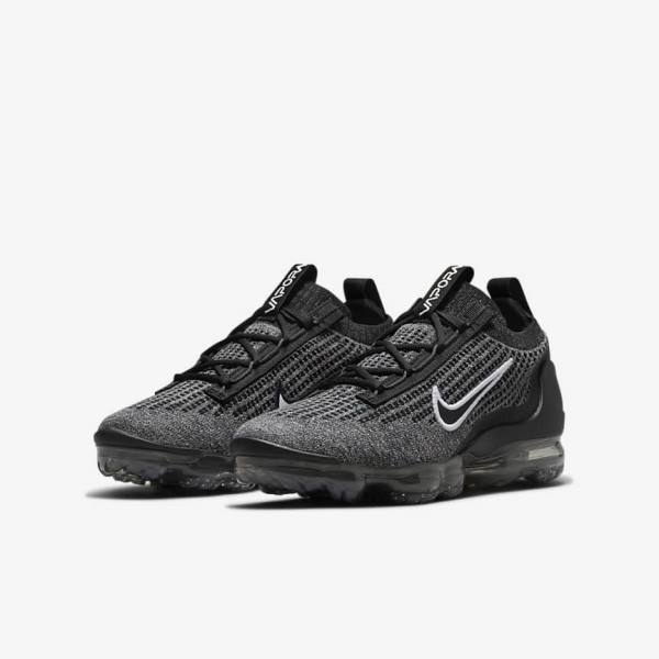 Nike Air VaporMax 2021 FK Older Lasten Tennarit Mustat Valkoinen Tummanharmaat Mustat | NK148NCS