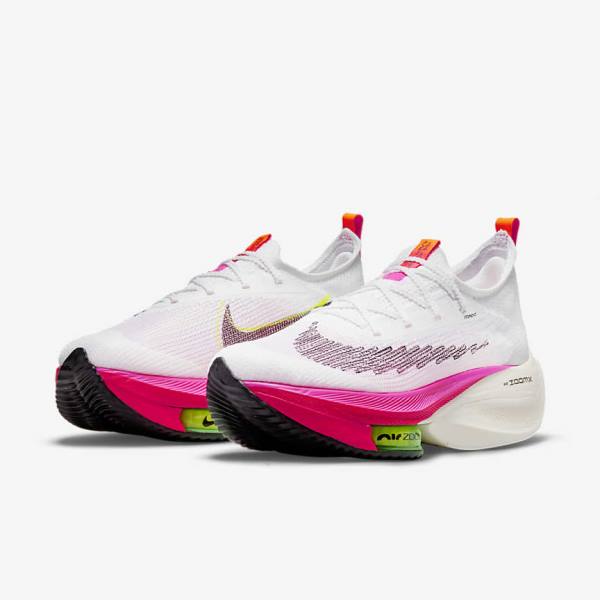 Nike Air Zoom Alphafly NEXT% Flyknit Maantie Racing Naisten Juoksukengät Valkoinen Mustat Mustat | NK987TGR