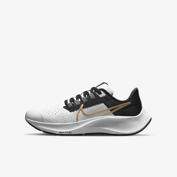 Nike Air Zoom Pegasus 38 Older Maantie Lasten Juoksukengät Vaaleanharmaat Metal Kultaiset | NK403ECY