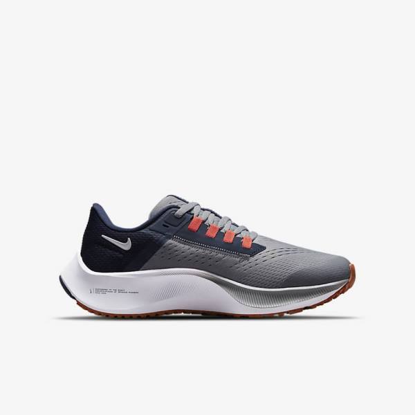 Nike Air Zoom Pegasus 38 Older Maantie Lasten Juoksukengät Harmaat Laivastonsininen Oranssi Valkoinen | NK940YUR