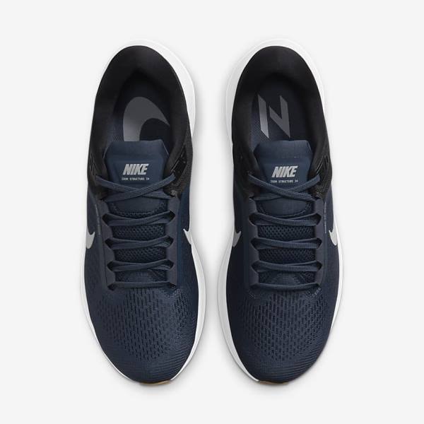 Nike Air Zoom Structure 24 Maantie Miesten Juoksukengät Sininen Mustat Tummanobsidian Harmaat | NK568UEP