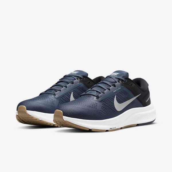 Nike Air Zoom Structure 24 Maantie Miesten Juoksukengät Sininen Mustat Tummanobsidian Harmaat | NK568UEP