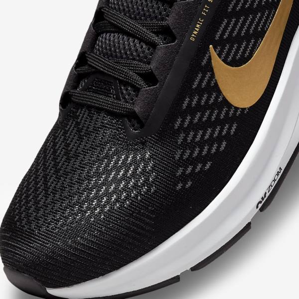 Nike Air Zoom Structure 24 Maantie Naisten Juoksukengät Mustat Tummanharmaat Metal Kultaiset | NK307VSY