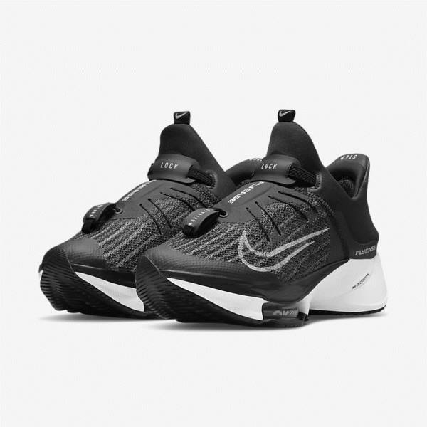 Nike Air Zoom Tempo NEXT% FlyEase Easy On-Off Maantie Naisten Juoksukengät Mustat Valkoinen | NK346MQZ