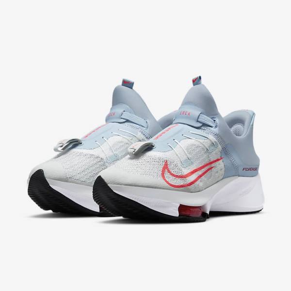 Nike Air Zoom Tempo NEXT% FlyEase Easy On-Off Maantie Naisten Juoksukengät Vaaleansininen Platina Valkoinen Punainen | NK465WQO