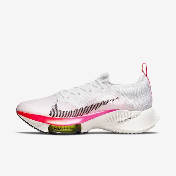 Nike Air Zoom Tempo NEXT% Flyknit Maantie Miesten Juoksukengät Valkoinen Koralli Pinkki Mustat | NK284HML