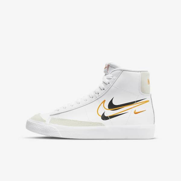 Nike Blazer Mid 77 Older Lasten Koripallokengät Valkoinen Mustat Valkoinen | NK491LKG