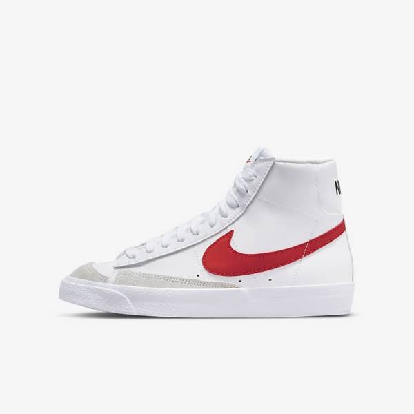 Nike Blazer Mid 77 Older Lasten Koripallokengät Valkoinen Sininen Mustat Punainen | NK510QMF