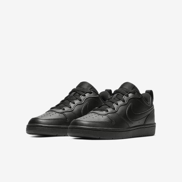 Nike Court Borough Low 2 Older Lasten Tennarit Mustat | NK925CFJ