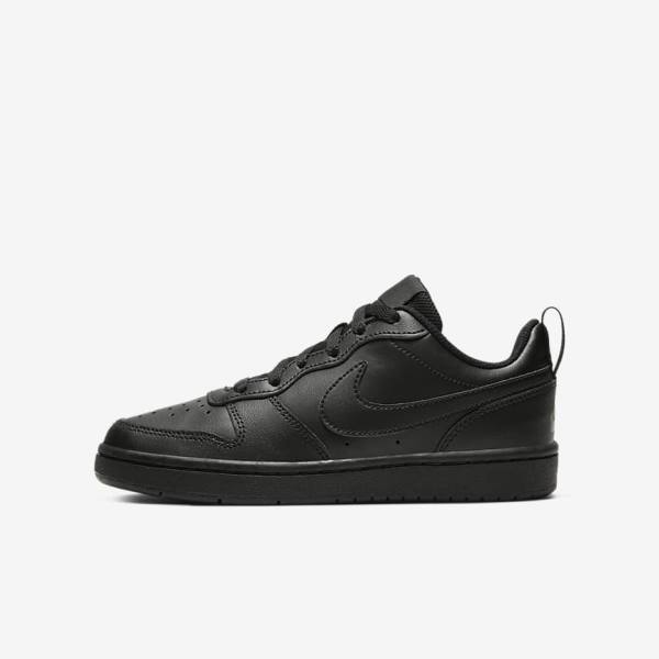 Nike Court Borough Low 2 Older Lasten Tennarit Mustat | NK925CFJ