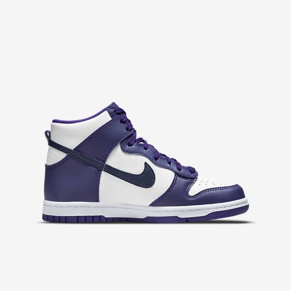 Nike Dunk High Older Lasten Tennarit Valkoinen Violetit Laivastonsininen | NK458UVZ