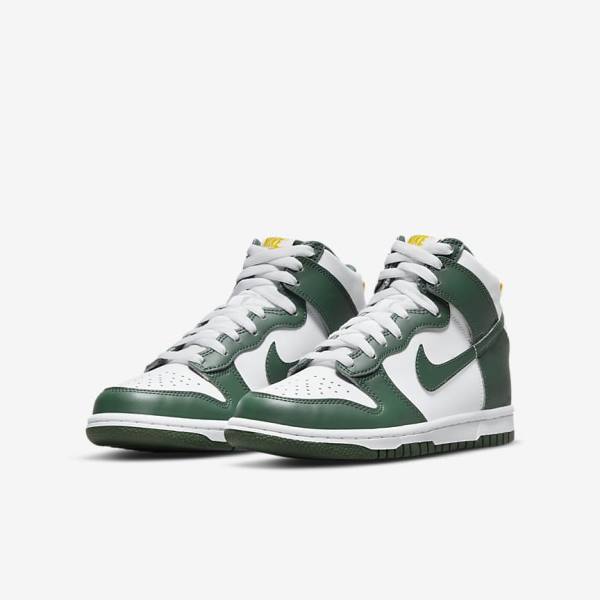 Nike Dunk High Older Lasten Tennarit Vihreä Kultaiset Valkoinen | NK951ARZ