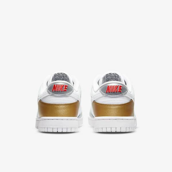 Nike Dunk Low SE Naisten Tennarit Kultaiset Hopea Punainen Valkoinen | NK648WXA