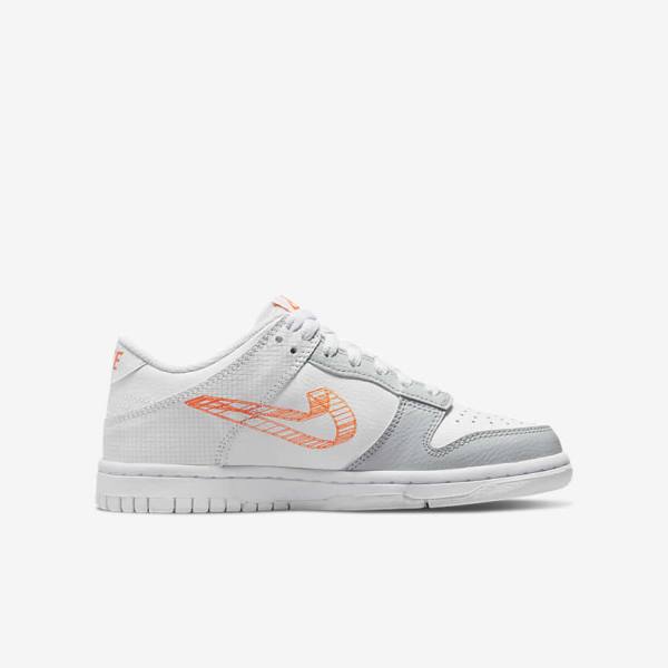 Nike Dunk Low SE Older Lasten Tennarit Valkoinen Platina Oranssi | NK032JSL