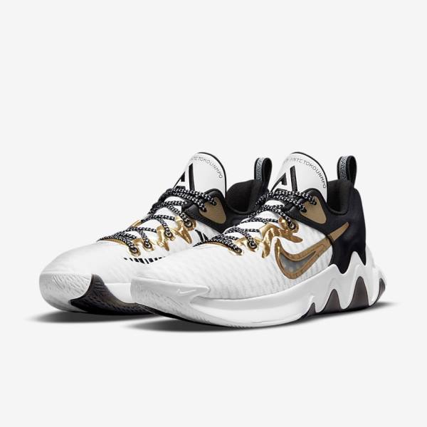 Nike Giannis Immortality Naisten Koripallokengät Valkoinen Mustat Metal Kultaiset | NK103JZU