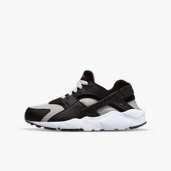 Nike Huarache Run Older Lasten Tennarit Mustat Harmaat Valkoinen Punainen | NK184DBR