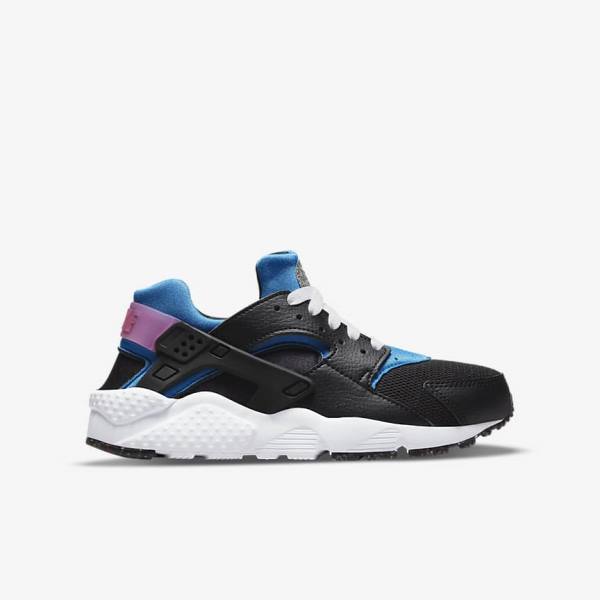 Nike Huarache Run Older Lasten Tennarit Mustat Vaaleansininen Pinkki Minttu | NK601WSC