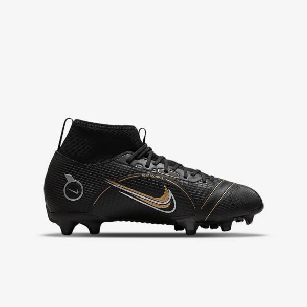 Nike Jr. Mercurial Superfly 8 Academy MG Older Multi-Ground Lasten Jalkapallokengät Mustat Metal Hopea Harmaat Metal Kultaiset | NK142XLF