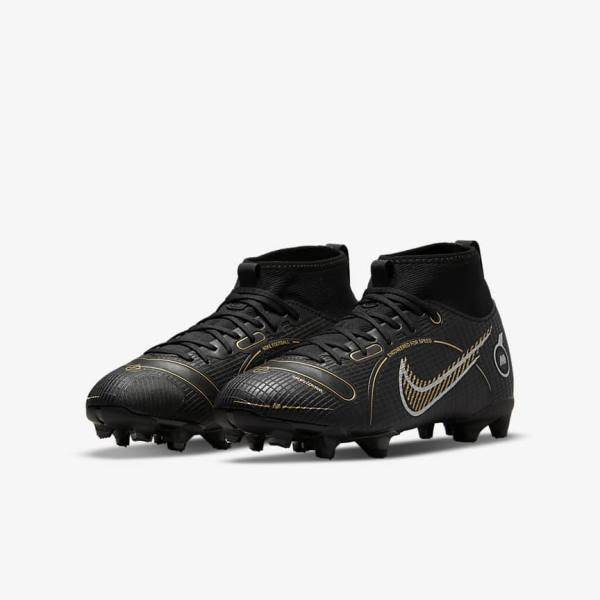 Nike Jr. Mercurial Superfly 8 Academy MG Older Multi-Ground Lasten Jalkapallokengät Mustat Metal Hopea Harmaat Metal Kultaiset | NK142XLF