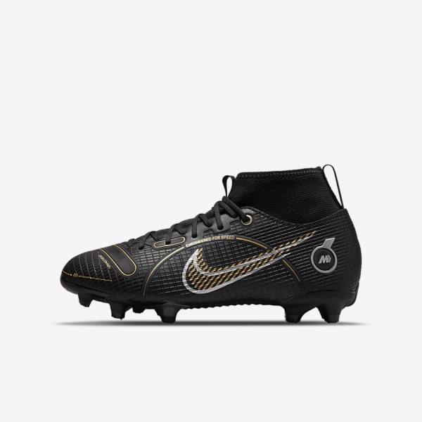 Nike Jr. Mercurial Superfly 8 Academy MG Older Multi-Ground Lasten Jalkapallokengät Mustat Metal Hopea Harmaat Metal Kultaiset | NK142XLF