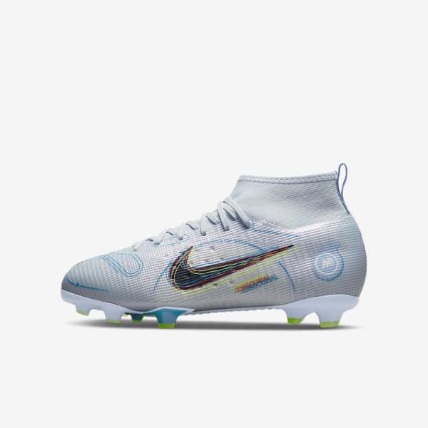 Nike Jr. Mercurial Superfly 8 Pro FG Younger and Older Firm-Grounds Lasten Jalkapallokengät Harmaat Vaaleansininen | NK047LJR